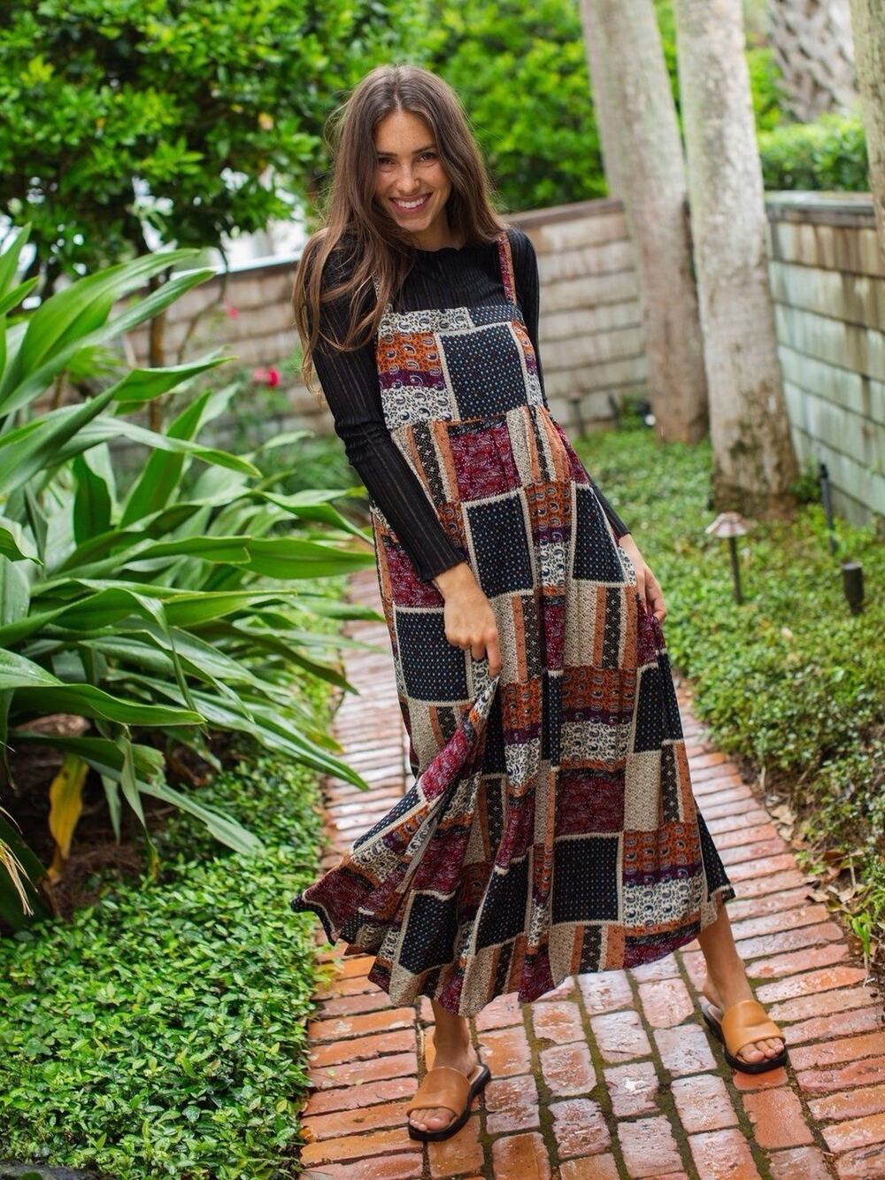 Natural Life Patchwork Maxi Dress Size M boho rustic Cottage NWOT